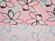 French Terry Sweat Blumen, grau rosa