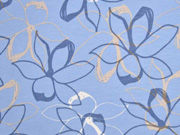 French Terry Sweat Blumen, beige hellblau