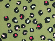 Softshell Stoff Leomuster, schwarz pink khaki