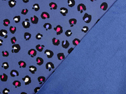 Softshell Stoff Leomuster, schwarz pink jeansblau