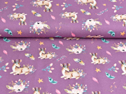 Jersey Rehe Boho Digitaldruck, dunkles flieder
