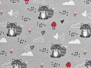 RESTST�CK 17 CM Jersey Waschb�ren Pilze little ones, cremewei� hellgrau