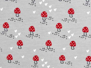 Jersey rote Pilze Herzen, hellgrau