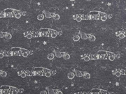 Sweatstoff Autos und Motorr�der, hellgrau dunkelgrau