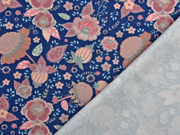French Terry Sweatstoff Blumen, altrosa dunkelblau