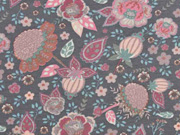 French Terry Sweat Blumen, altrosa grau