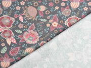 French Terry Sweat Blumen, altrosa grau