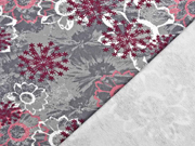 Sweatstoff French Terry Sternblumen, bordeaux rosa grau