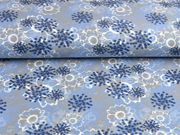 Sweatstoff French Terry Sternblumen,dunkelblau hellblau grau