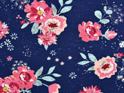 Sweat French Terry Blumen, altrosa marineblau