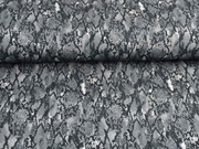 Sweatstoff French Terry Schlangenmuster, grau schwarz