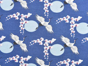 French Terry Sweat Kraniche Bl�ten Kreise, bordeaux mittelblau