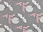 French Terry Sweat Modal Kraniche Bl�ten Kreise, altrosa mausgrau