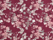 Jersey Bl�tenzweige Digitaldruck, bordeaux