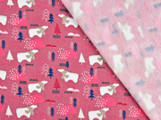 Sweatstoff Eisb�ren B�ume, dunkles altrosa