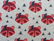 RESTST�CK 36 cm Jersey Waschb�r mit Feder, dunkelrot