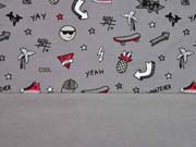 French Terry Skateboard Smiley Sterne, dunkelgrau
