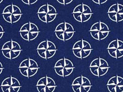 Baumwollstoff Kompass,wei� dunkelblau