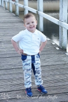 Stretchbaumwolle Camouflage- beige/hellblau