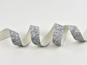 Glitzerband 25 mm breit, silber changierend