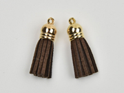 Quaste Wildleder Imitat, dunkelbraun gold