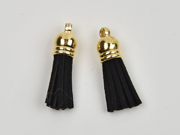 Quaste Wildleder Imitat, schwarz gold