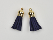 Quaste Wildleder Imitat, dunkelblau gold