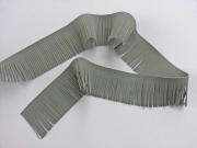 Fransenband Wildleder Optik 5 cm breit, mittelgrau