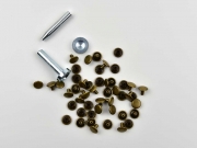 24 Nieten messing, 9 mm, mit Werkzeug