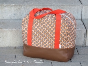 Popelin Mango Bango Blumen - braun / orange