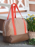 Popelin Mango Bango Blumen - braun / orange