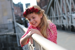 RESTST�CK 20 cm Jersey Bl�mchen Hamburger Liebe Hilco, dunkelrot rosa