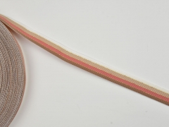 Ripsband gestreift 16 mm, altrosa beige