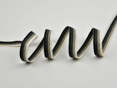Ripsband gestreift 16 mm, beige schwarz