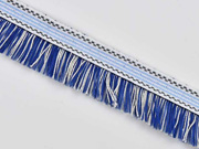 Fransenband Ethno Streifen 25 mm Baumwolle, dunkelblau wei�