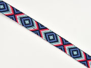 Jacquard Webband Ethnomuster Rauten 2 cm, pink mint jeansblau navy