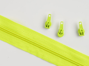 1 Meter endlos Rei�verschluss 3 mm + 3 Schieber, neongelb