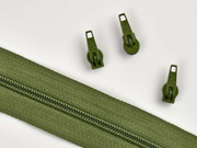 1 Meter endlos Rei�verschluss 3 mm + 3 Schieber, khaki