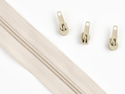 1 Meter endlos Rei�verschluss 3 mm + 3 Schieber, natur