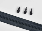 1 Meter endlos Rei�verschluss 3 mm + 3 Schieber, dunkelgrau
