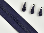 1 Meter endlos Rei�verschluss 3 mm + 3 Schieber, navy