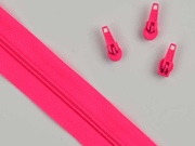 1 Meter endlos Rei�verschluss 3 mm + 3 Schieber, neonpink
