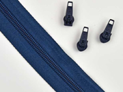 1 Meter endlos Rei�verschluss 5 mm + 3 Schieber, indigo blau
