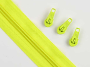 1 Meter endlos Rei�verschluss 5 mm + 3 Schieber, neongelb