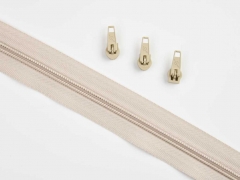 1 Meter endlos Rei�verschluss 5 mm + 3 Schieber, natur