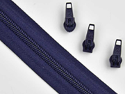 1 Meter endlos Rei�verschluss 5 mm + 3 Schieber, navy