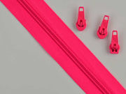 1 Meter endlos Rei�verschluss 5 mm + 3 Schieber, neonpink
