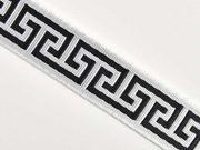 Jacquard Webband Labyrinth Greek Style, schwarz wei�