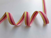 Webband Streifen 15 mm, rosa beere senfgelb