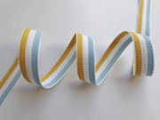 Webband Streifen 15 mm, hellblau wei� senfgelb